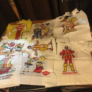 LOT OF 19 BURGER KING DAIRY QUEEN MCDONALDS LONG JOHN SILVER PONDEROSA BIB APRON